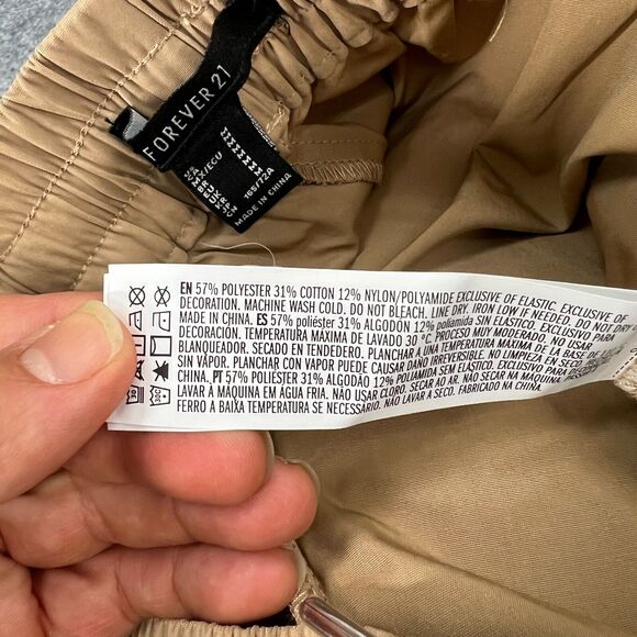 Forever 21 Jogger Womens M Medium Khaki Elastic Waist Drawstring High Rise *READ - Picture 10 of 15